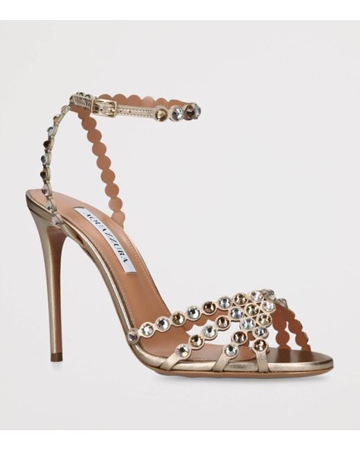 Aquazzura Metallic Leather Tequila Sandals 105