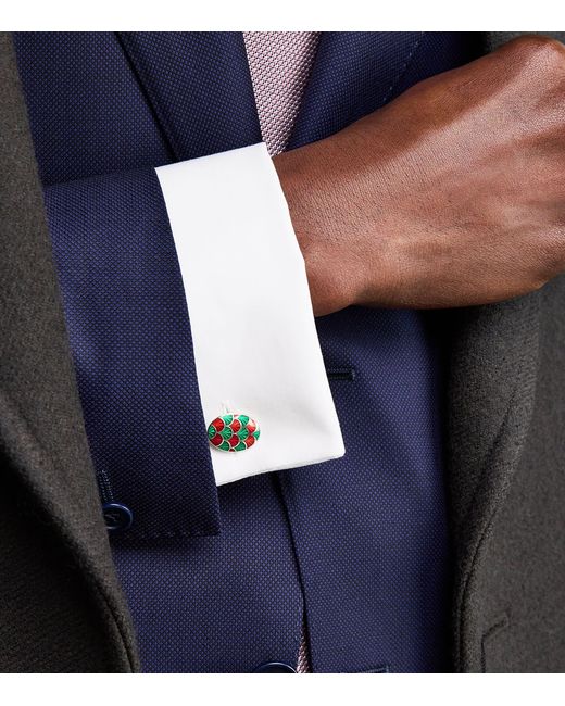 Deakin & Francis White Sterling And Enamel Oval Cufflinks for men