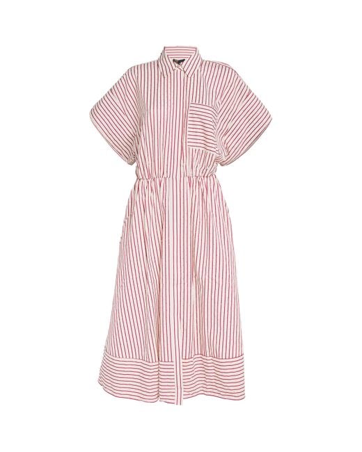 Maje Pink Rhinestone-Trim Shirt Maxi Dress
