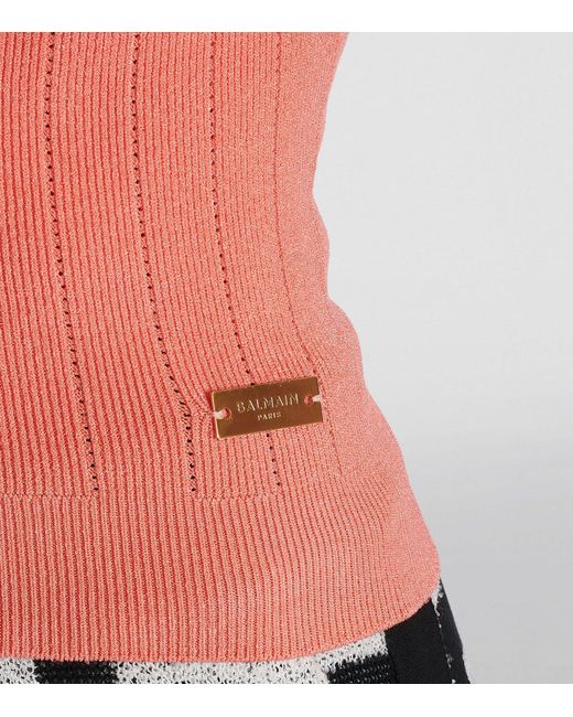 Balmain Pink Halter-neck Knitted Top