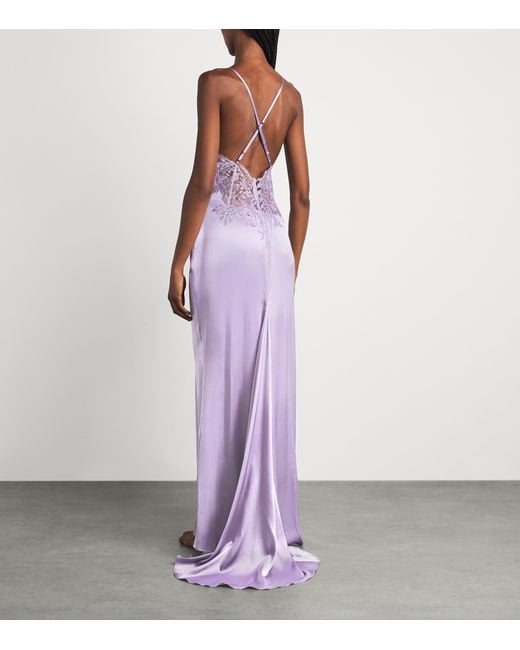 Rosamosario Purple Silk Drusilla Slip Dress