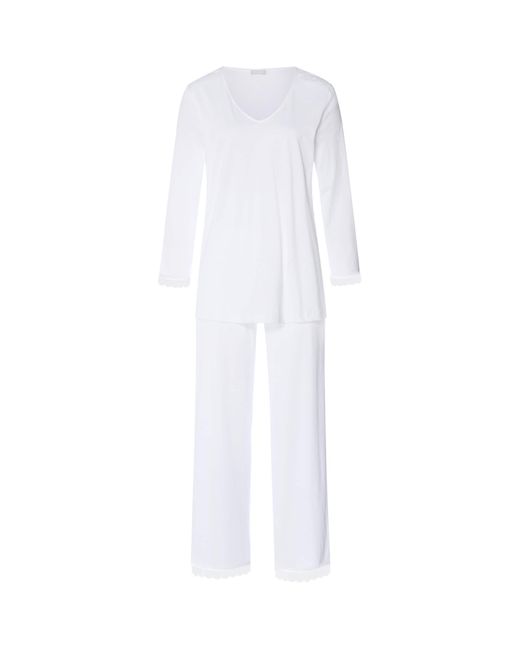 Hanro White Pima Cotton Inaya Pyjama Set