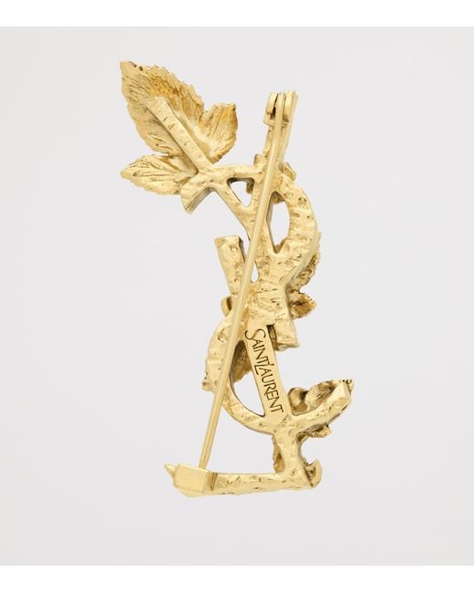 Saint Laurent Metallic Floral Cassandre Brooch