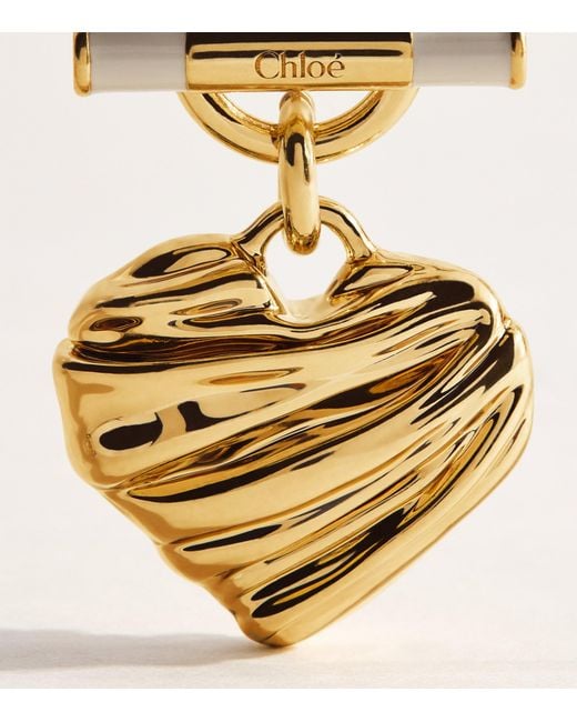 Chloé Metallic T-Bar Heart Drop Earrings