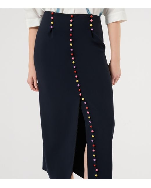 Marina Rinaldi Blue Embellished Midi Skirt