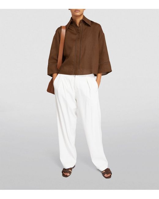 Max Mara Brown Linen A-line Robinia Shirt