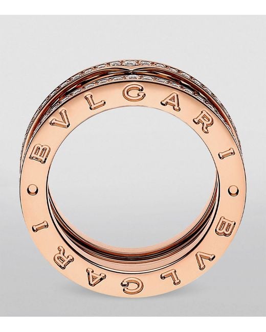 BVLGARI Metallic Rose Gold And Diamond B.zero1 Rock Ring