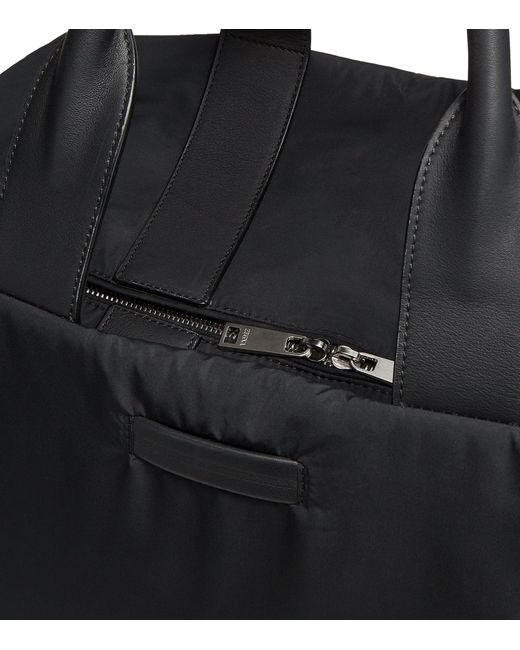 Zegna Black Leather-trim Technical Fabric Holdall for men