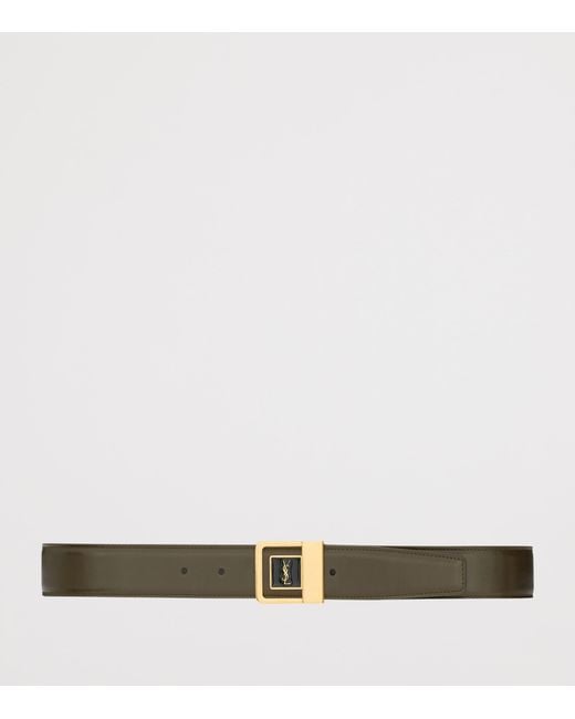 Saint Laurent White Leather Logo Belt