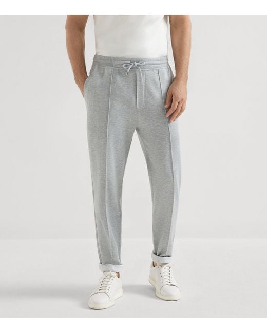 Brunello Cucinelli Gray Cotton-Blend French Terry Sweatpants for men