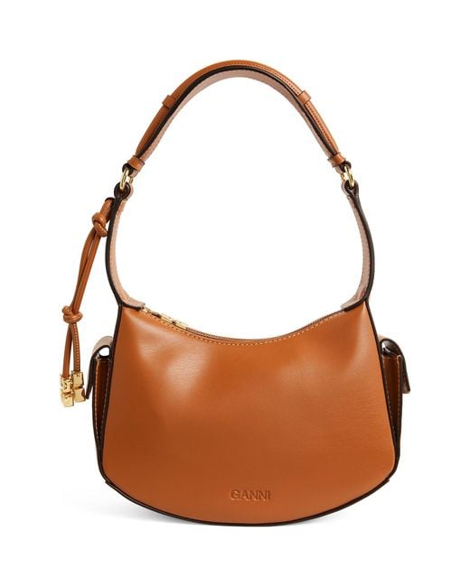 Ganni Leather Swing Shoulder Bag in Brown | Lyst
