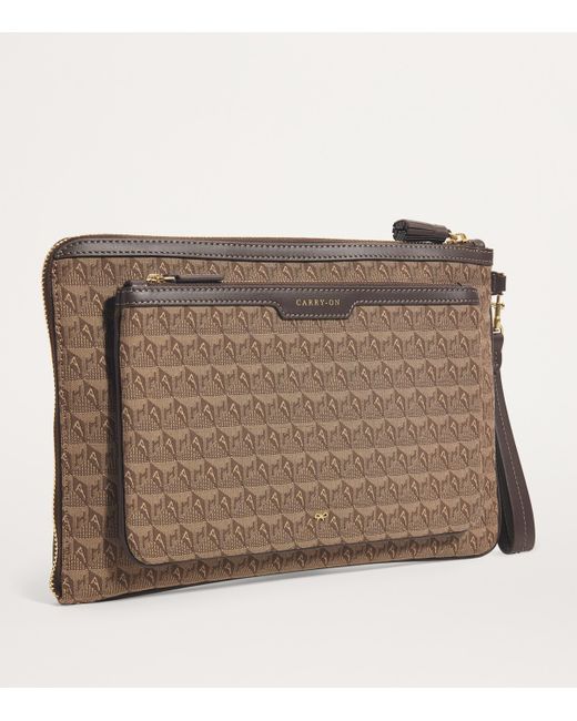 Anya Hindmarch Brown Logo Jacquard Journey Essentials Pouch