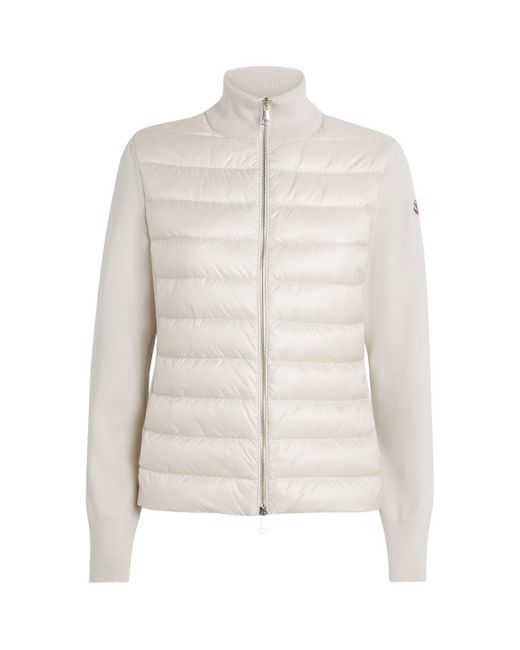 Moncler White Down Panelled Cardigan