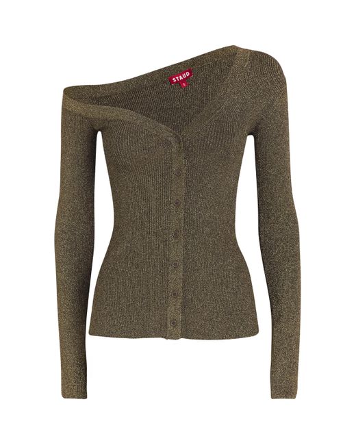 Staud Green Knitted Craftsman Asymmetric Top