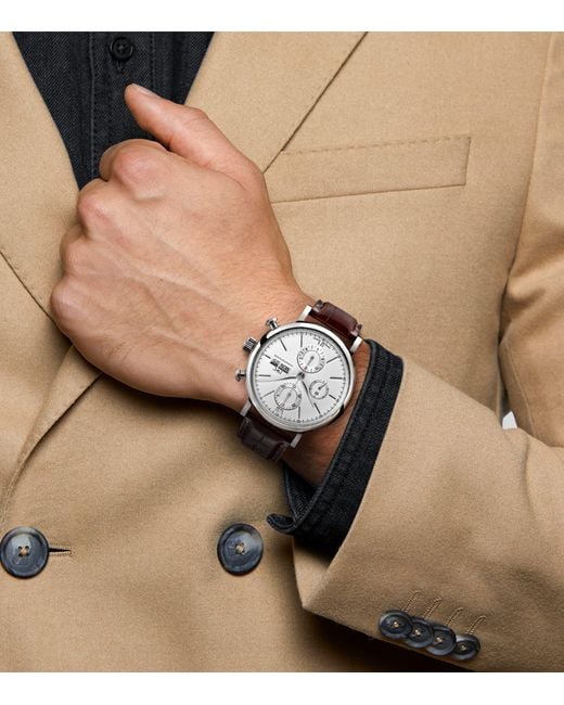 Iwc Gray Stainless Steel Portofino Chronograph Watch for men