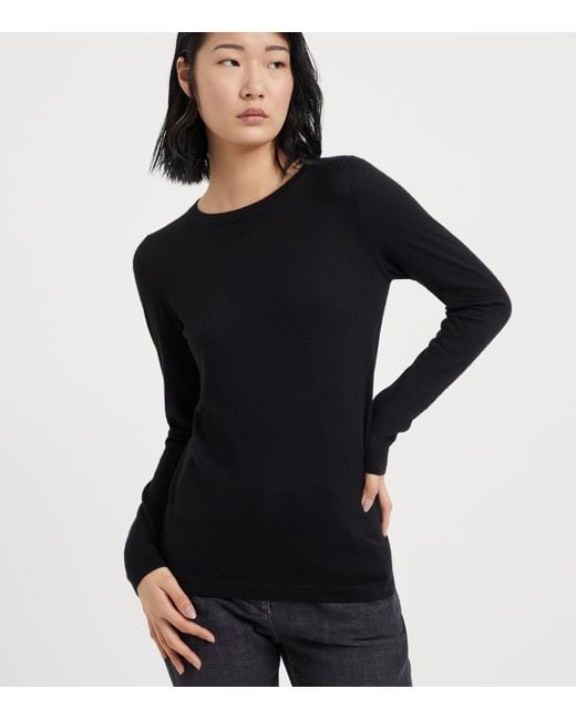 Brunello Cucinelli Black Cashmere-Silk Sweater