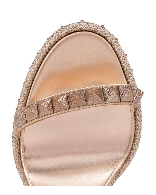 Christian Louboutin Natural Pyraclou Embellished Wedge Sandals 110