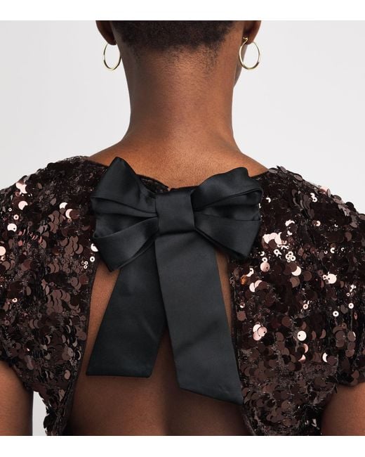 Ganni Black Sequin-Embellished Open-Back Top