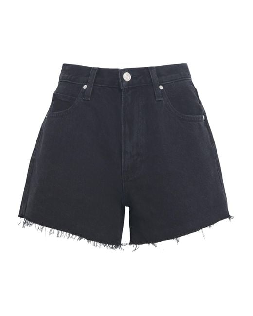PAIGE Blue Raw-Hem Archie Denim Shorts