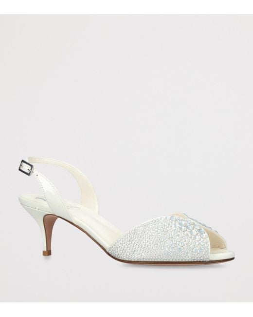 Gina White Satin Embellished Arabel Pumps 50