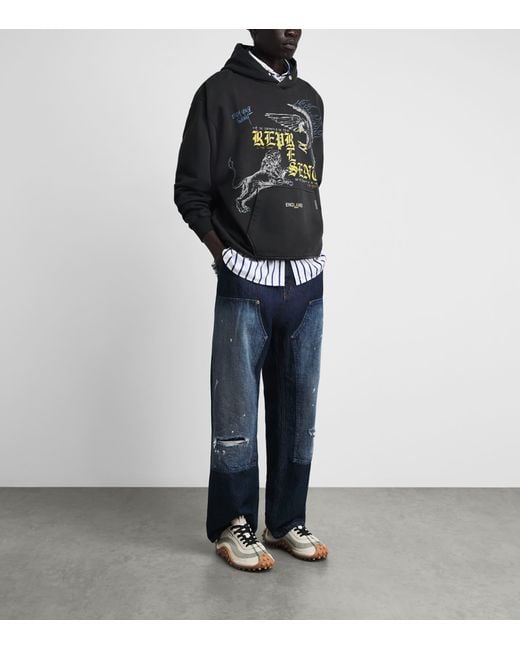 Represent Black Cotton Enemy Graphic Hoodie for men
