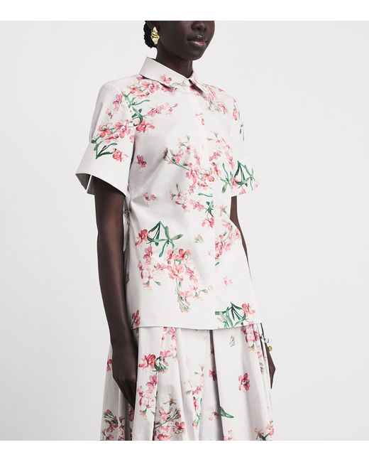 Erdem White Cotton Floral Short-Sleeve Shirt