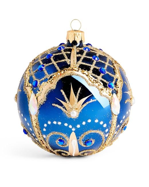 Harrods Blue Glitter And Crystal-Embellished Bauble