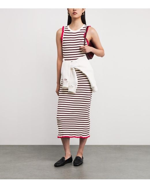 Claudie Pierlot White Stripe Midi Knitted Dress