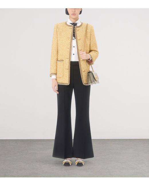 Valentino Black Virgin Wool Flared Tailored Trousers