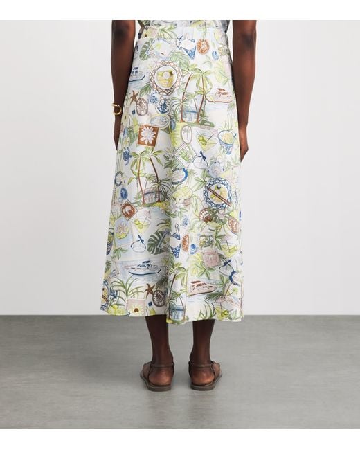 Maje White Postcard Print Maxi Skirt