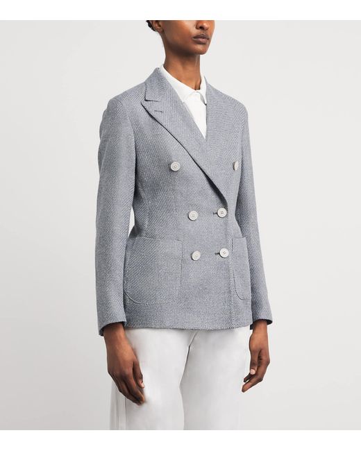 Eleventy Gray Double-Breasted Blazer