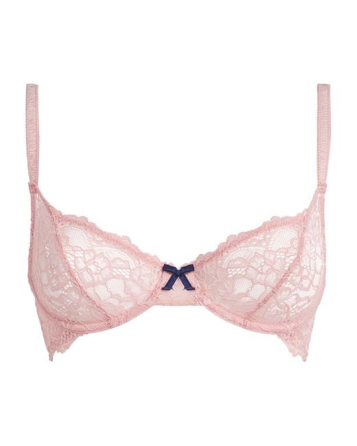 Fleur du Mal Pink Lace Bianca Balconette Underwired Bra
