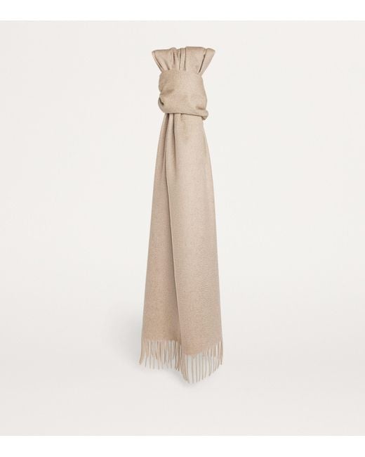 Max Mara Natural Cashmere Fringed Scarf