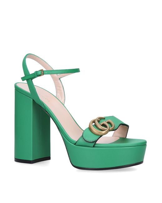 Gucci Green Marmont Platform Sandals 85