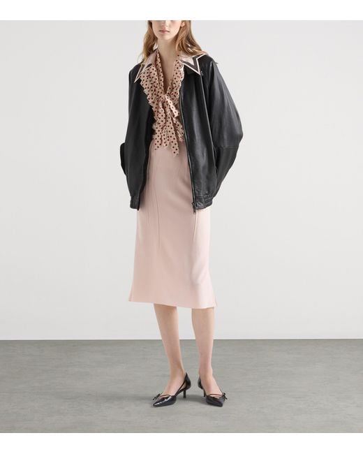 Prada Pink Silk Embroidered Marocain Midi Dress
