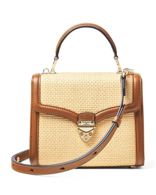 Aspinal Natural Raffia Mayfair Midi Bag