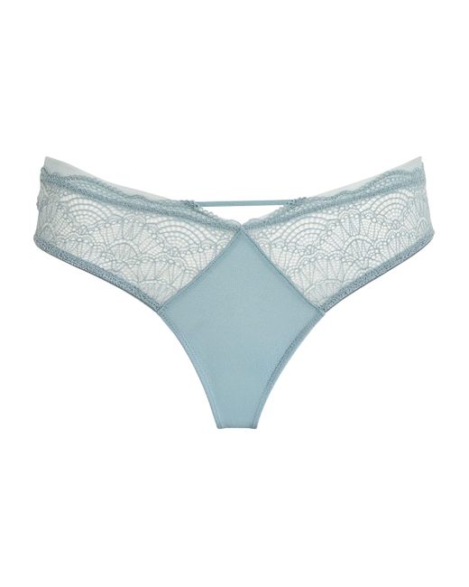 Calvin Klein Blue Satin-Lace Thong