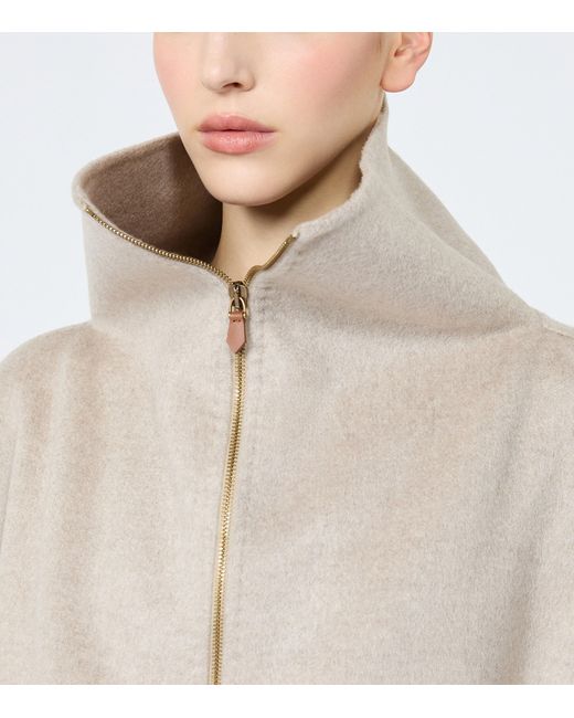 Max Mara Natural Cashmere Cape-Sleeve Jacket