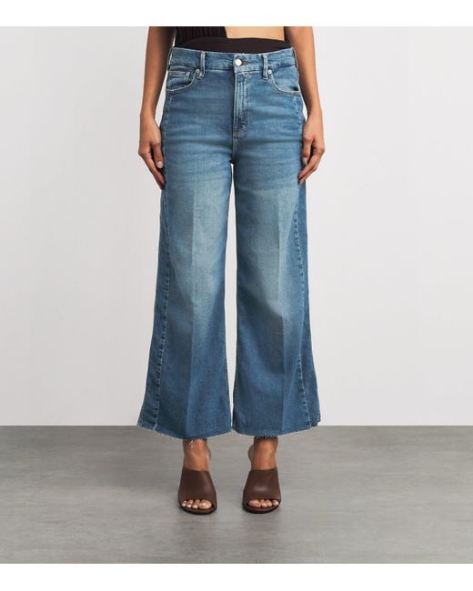 GOOD AMERICAN Blue Good Skate Cropped Wide-Leg Jeans