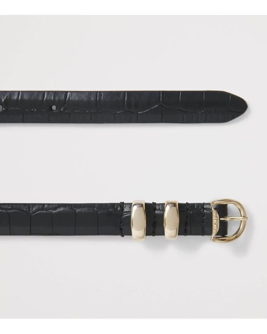 Sandro Black Croc-Embossed Leather Buckle Belt