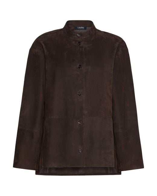 Max Mara Brown Suede Stand-Collar Jacket