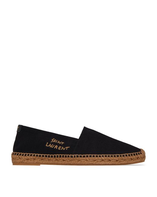 Saint Laurent Black Embroidered Logo Espadrilles