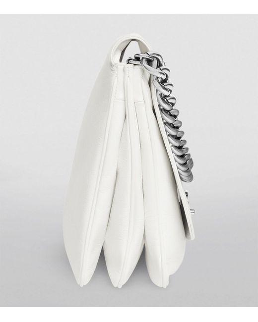 Balenciaga White Leather Soft Flap Shoulder Bag