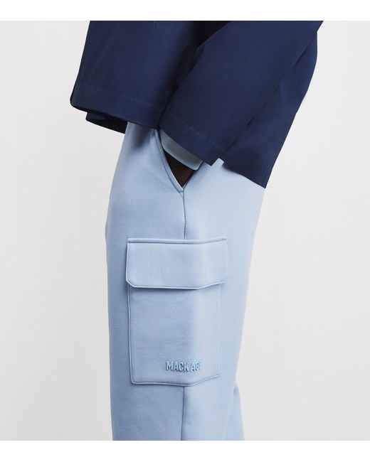 Mackage Blue Cotton-Blend Marvin Cargo Sweatpants for men