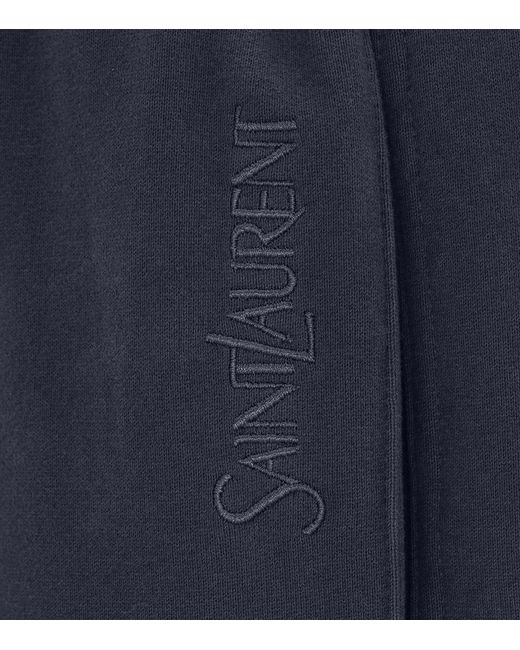 Saint Laurent Blue Cotton Embroidered Logo Sweatpants for men