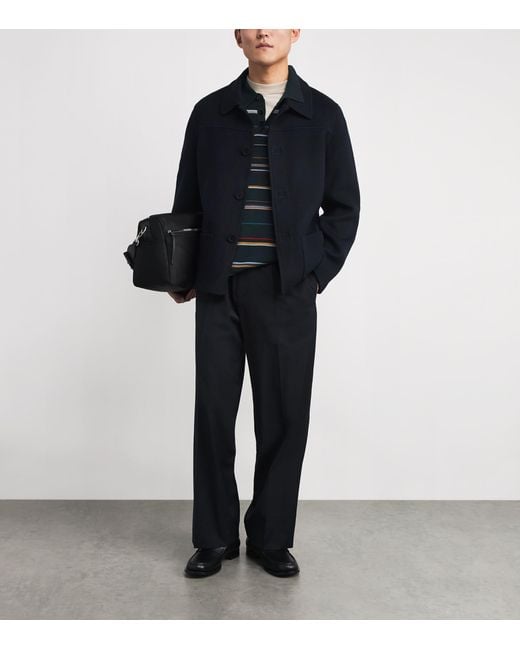 Sandro Blue Double-Face Wool Worker Jacket for men