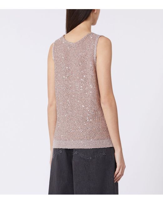 Weekend by Maxmara Pink Knitted Sequin-Detail Sweater Vest