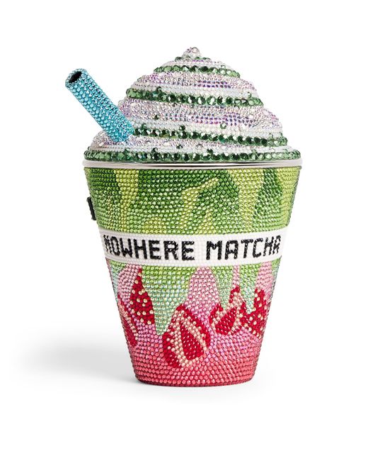 Judith Leiber Green Embellished Frozen Drink Matcha Clutch Bag