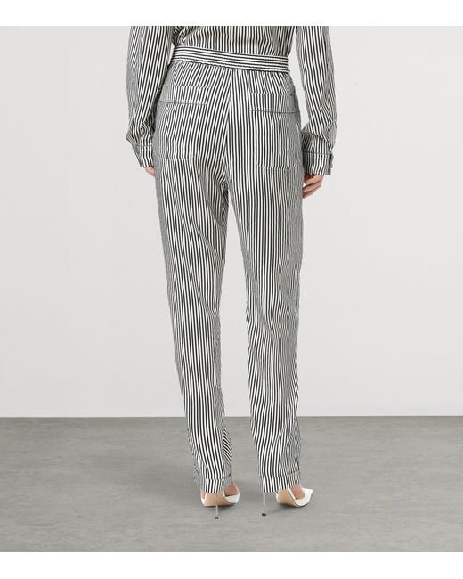 Tom Ford Gray Silk Striped Trousers