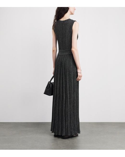 Valentino Black Knit Metallic V-Neck Maxi Dress